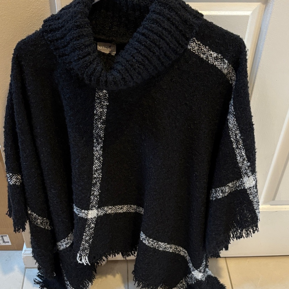 Chico's Black and Gray Poncho Sweater -SizeS/M